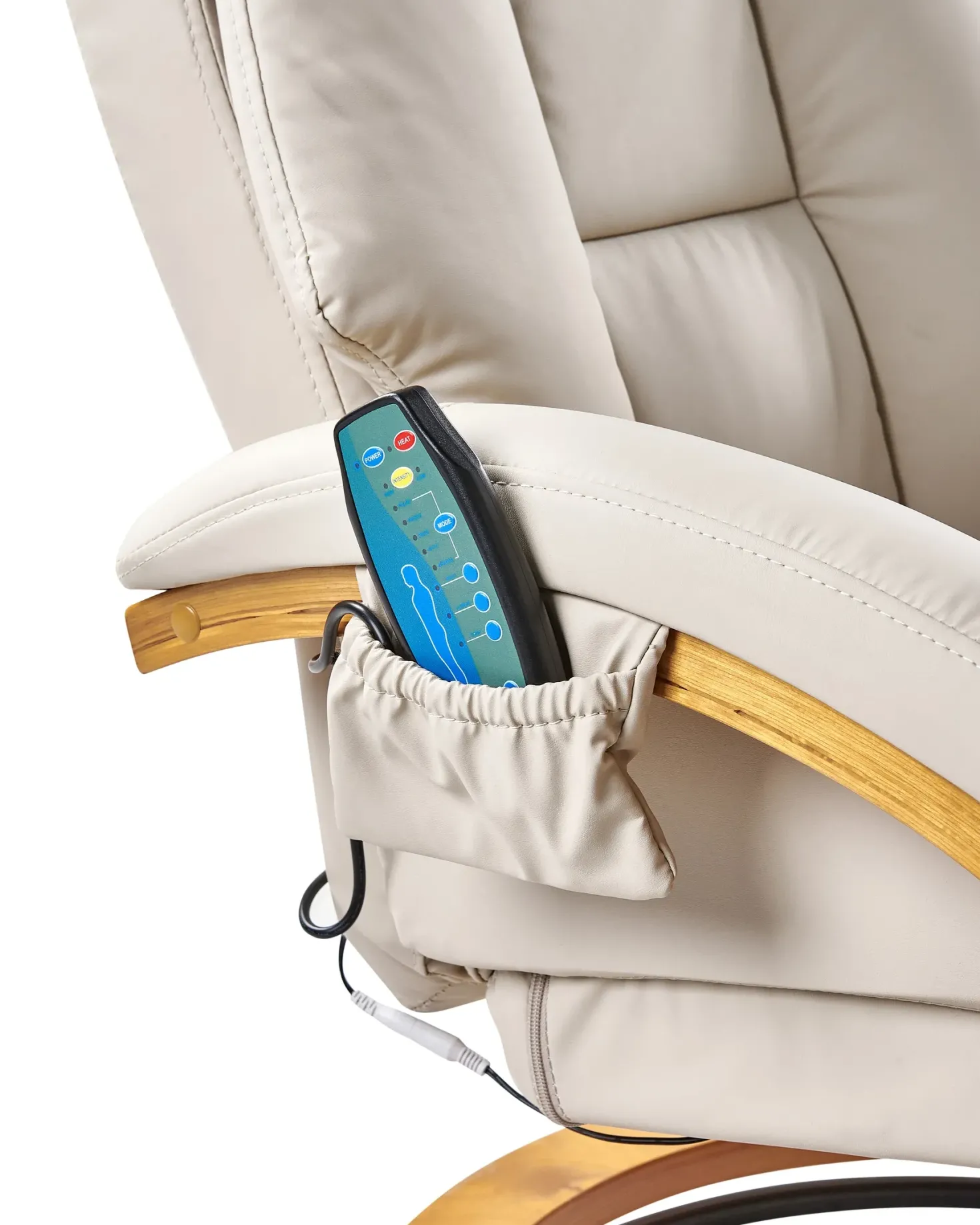 Massagestol FORCE med fodskammel Kunstlæder Lys Beige