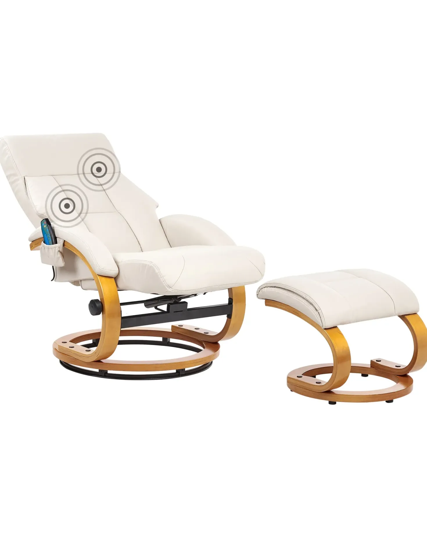 Massagestol FORCE med fodskammel Kunstlæder Lys Beige