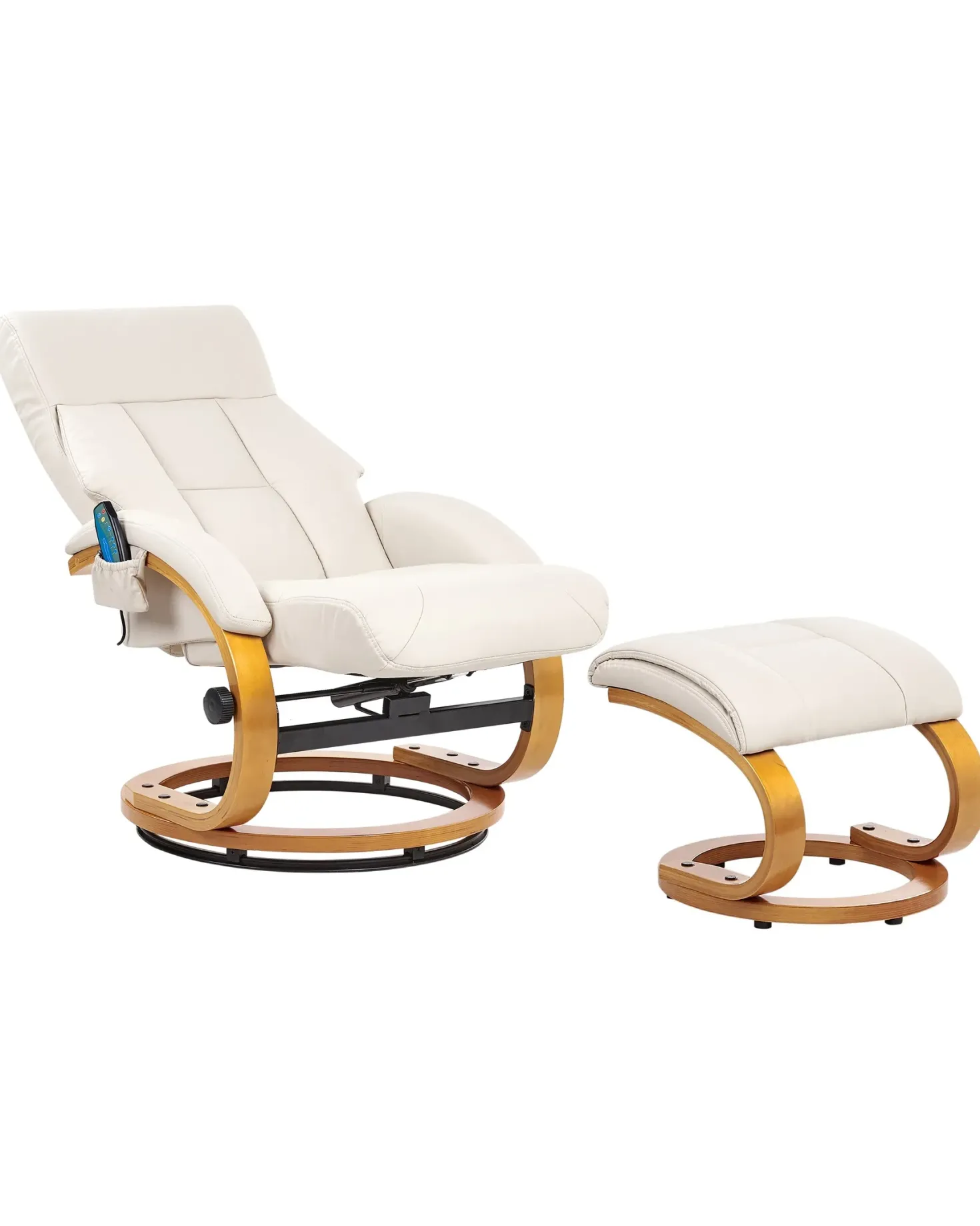Massagestol FORCE med fodskammel Kunstlæder Lys Beige