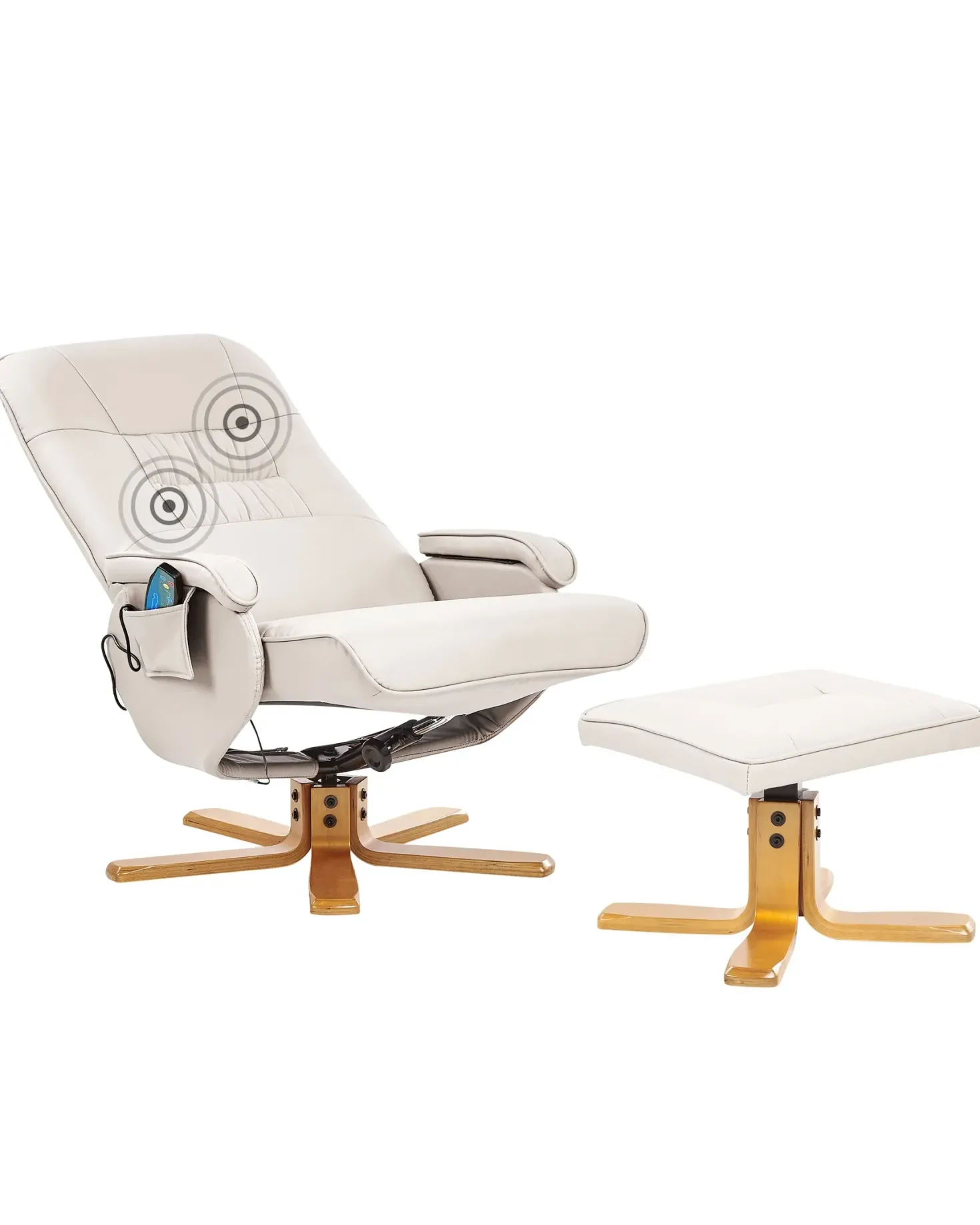 Massagestol RELAXPRO med fodskammel Kunstlæder Lys Beige