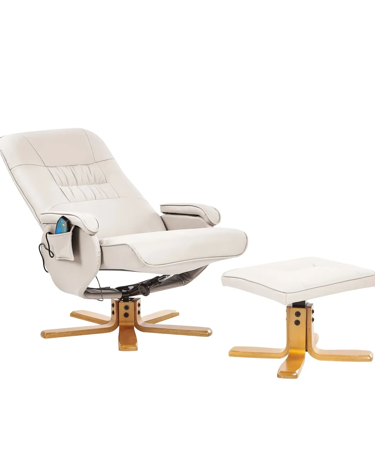 Massagestol RELAXPRO med fodskammel Kunstlæder Lys Beige