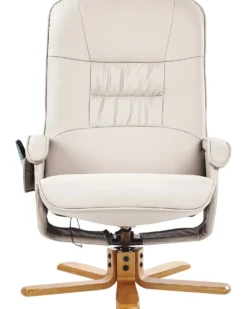 Massagestol RELAXPRO med fodskammel Kunstlæder Lys Beige