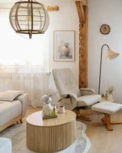 Massagestol RELAXPRO med fodskammel Kunstlæder Lys Beige