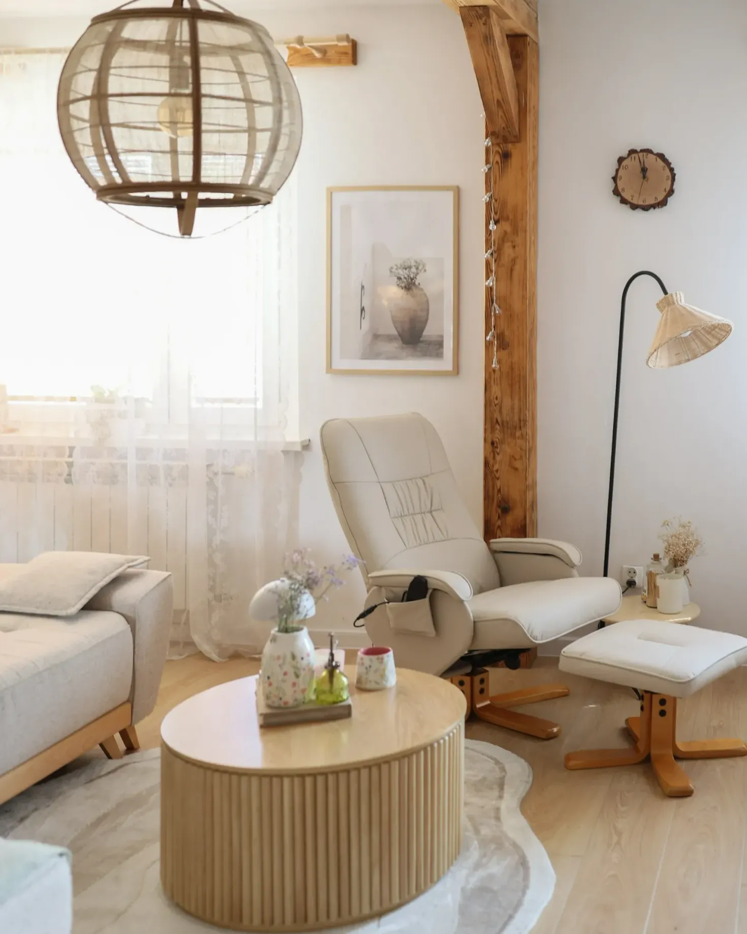 Massagestol RELAXPRO med fodskammel Kunstlæder Lys Beige