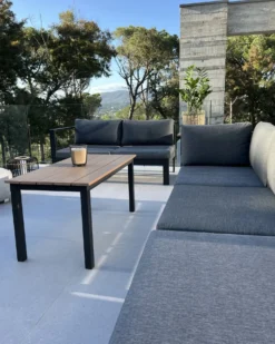 MESSINA 5 personers Have-hjørnesofasæt Venstrevendt Sort Metal