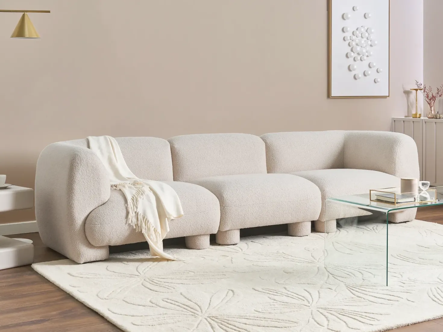 MJALBI 3 personers Modulsofa Cremehvid Boucle