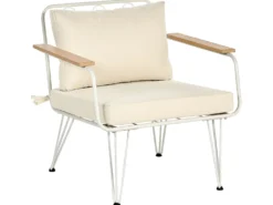 MONTESILVANO 4 personers Loungesæt med bord Lys Beige Metal