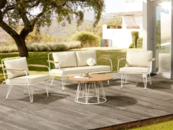 MONTESILVANO 4 personers Loungesæt med bord Lys Beige Metal