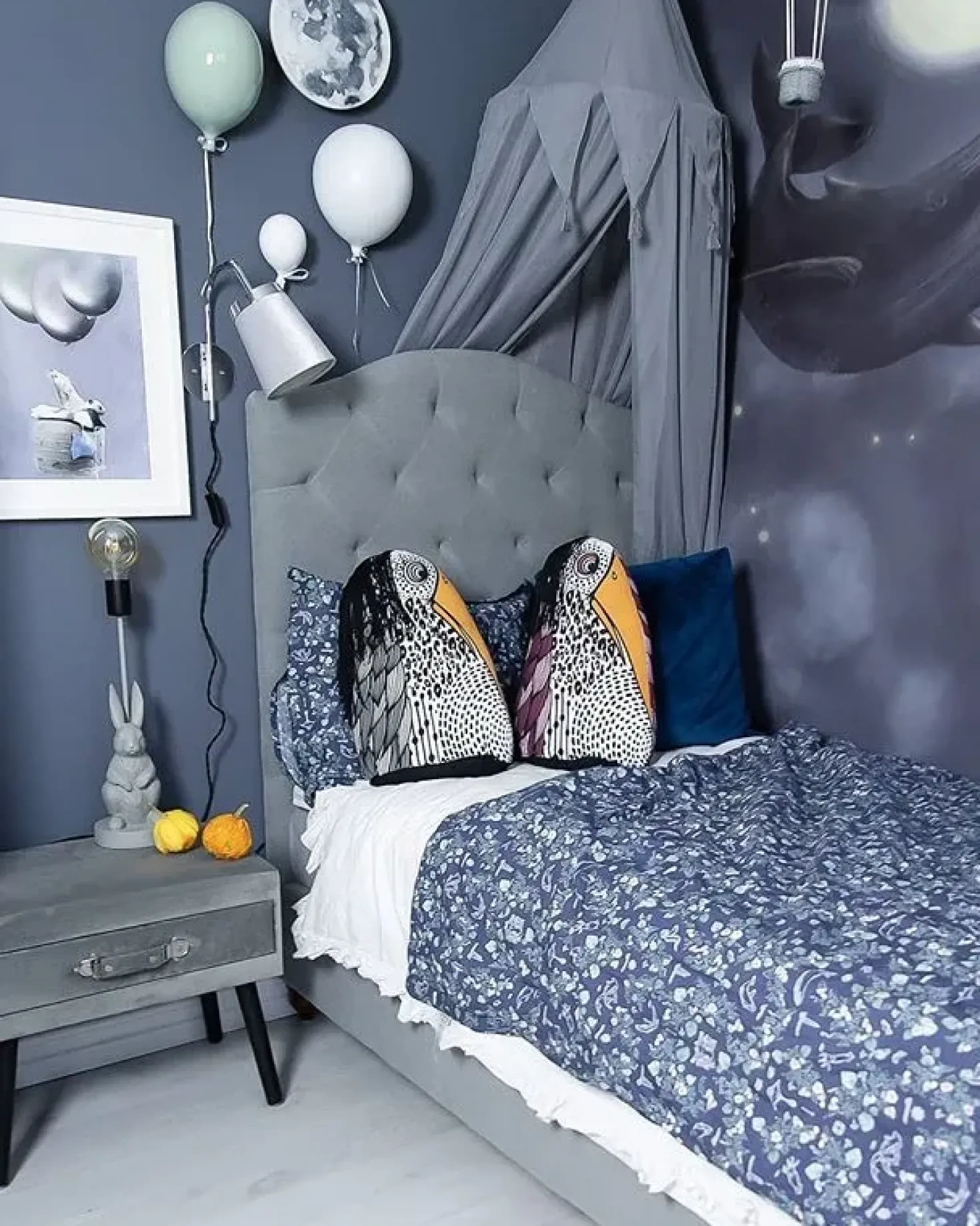 Natbord med 1 skuffe EUROSTAR Velour Grå