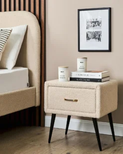 Natbord med 1 skuffe FLAYAT Boucle Beige