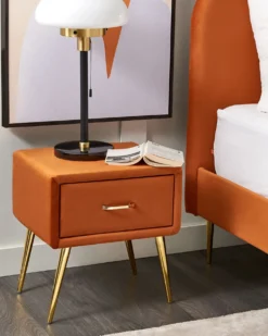 Natbord med 1 skuffe FLAYAT Velour Orange