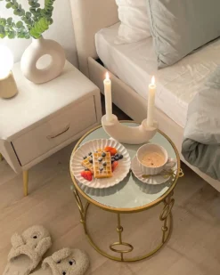 Natbord med 1 skuffe FLAYAT Velour Lys Beige