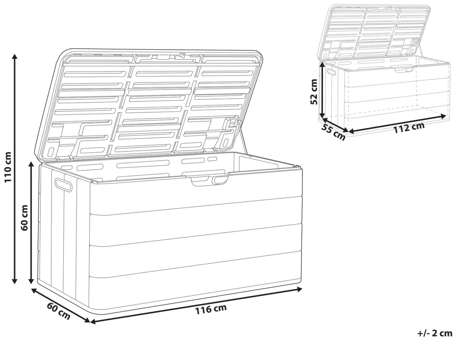 Opbevaringsboks MILIES 116 cm 60 cm Hvid