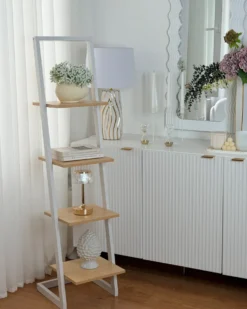 Opbevaringsskab med 4 hylder JOPLIN 143 cm Hvid