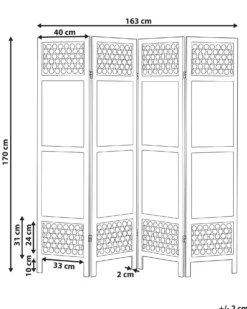 4 panelers rumdeler CERTOSA Lysebrun 163 cm 170 cm