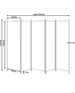 5 panelers rumdeler NARNI Sort 270 cm 170 cm