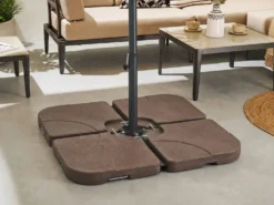 Parasolfod CARIA Brungrå Firkantet 9 kg