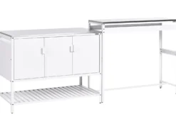 2-parts udendørs køkkensæt med barbord MAENZA Hvid Metal
