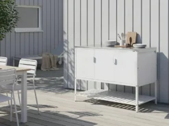 2-parts udendørs køkkensæt med barbord MAENZA Hvid Metal