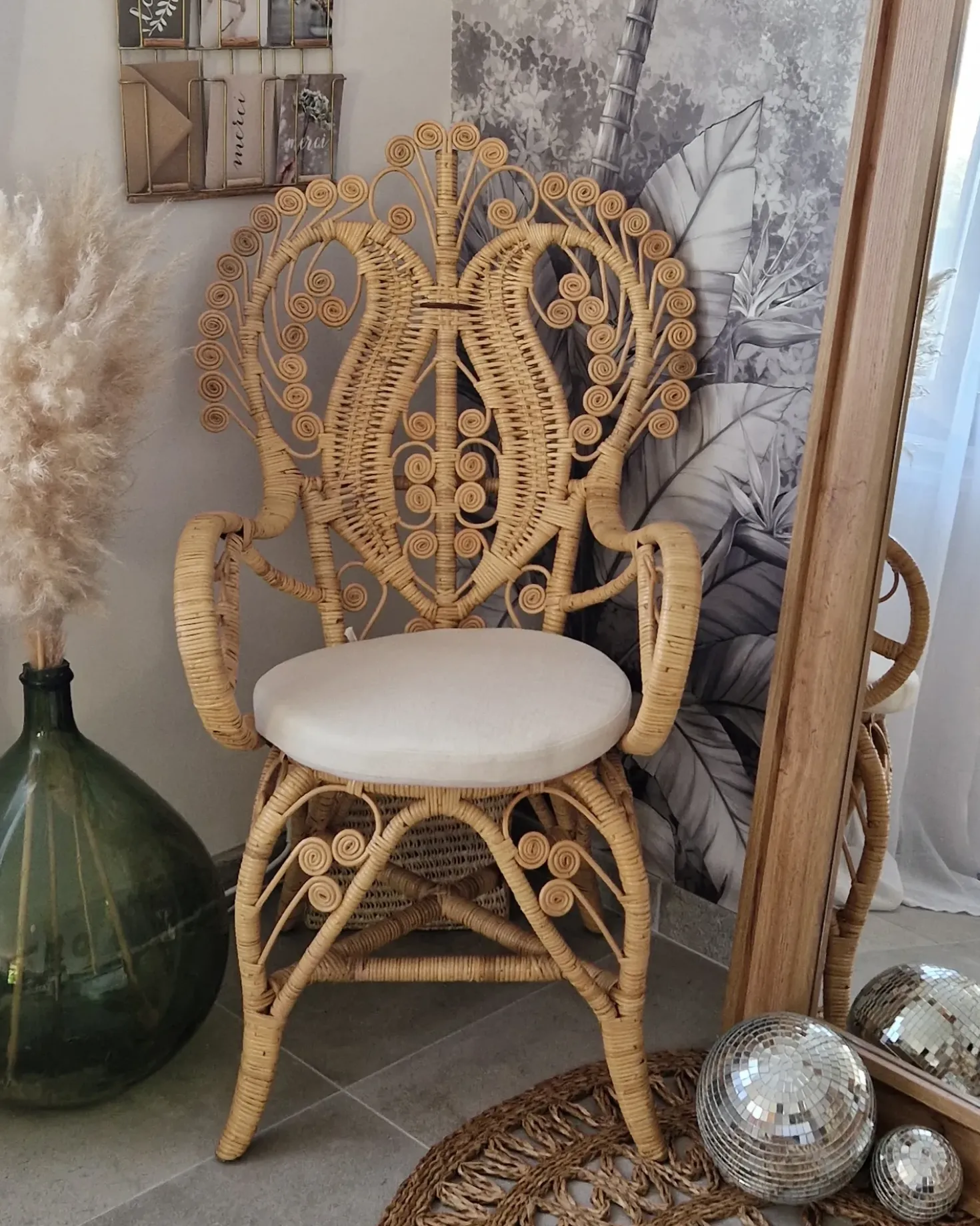 Påfuglestol CARRARA Rattan Naturlig