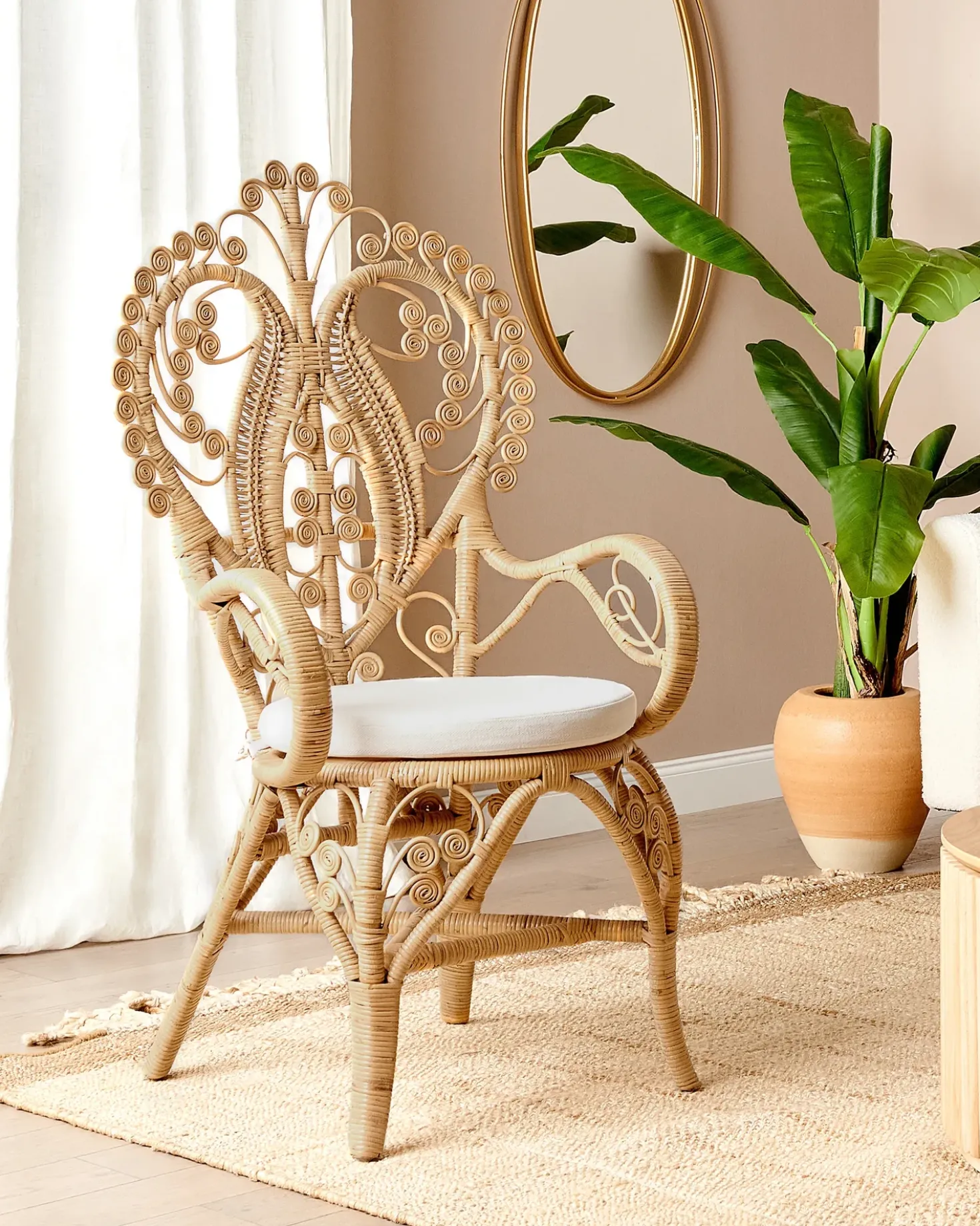 Påfuglestol CARRARA Rattan Naturlig