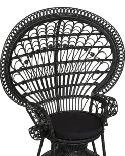 Påfuglestol EMMANUELLE Rattan Sort