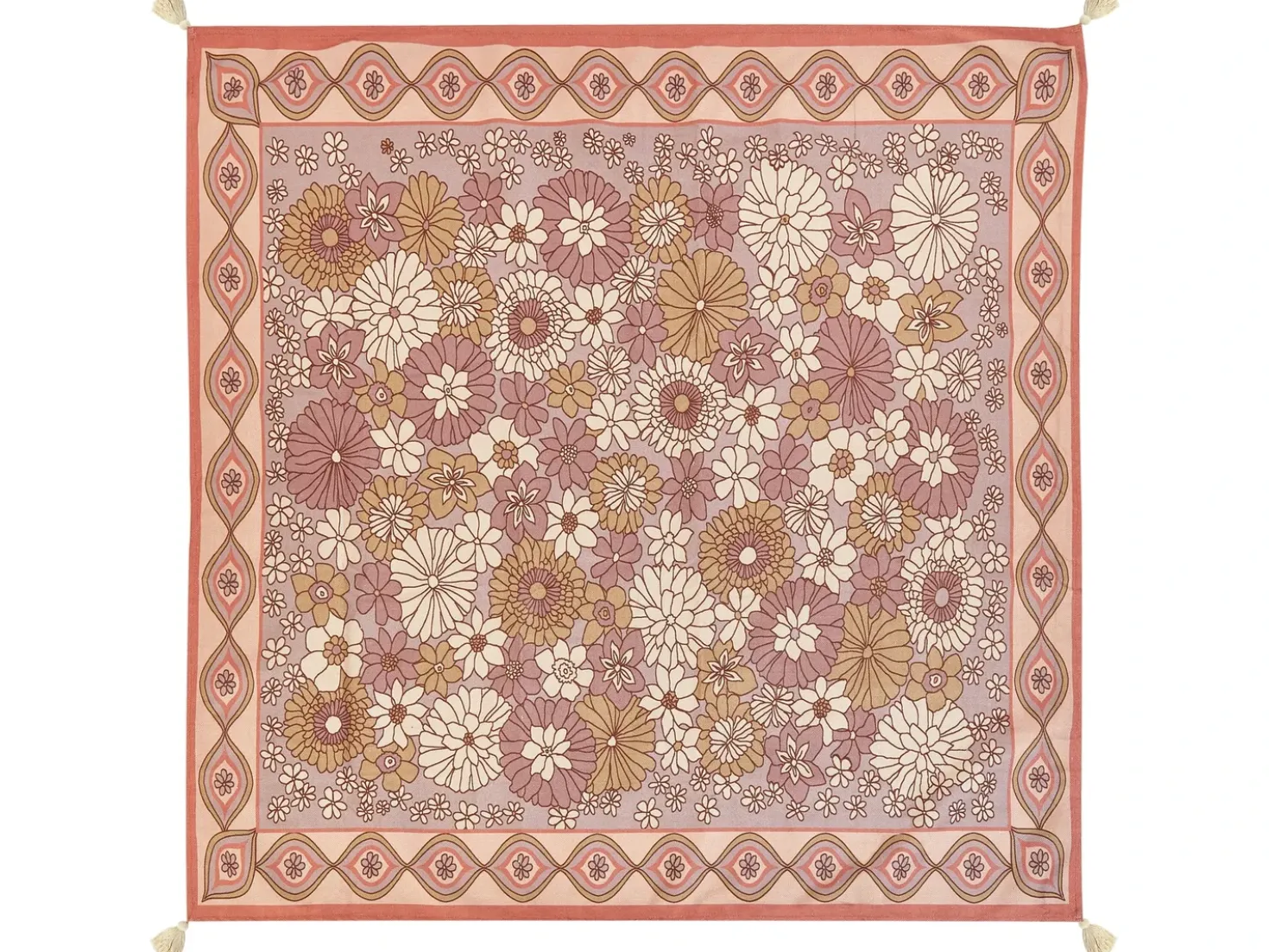 Picnic tæppe LASHARI 200 x 200 cm Ferskenagtig lyserød