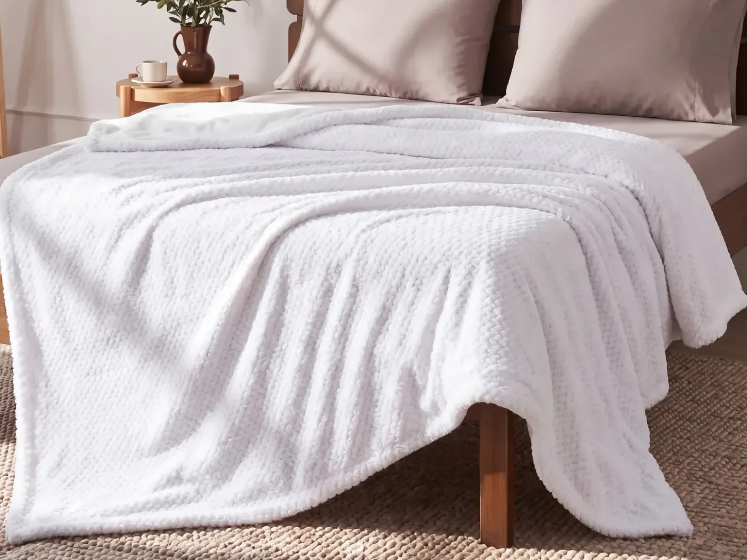 Plaid BJAS 200 x 220 cm Hvid