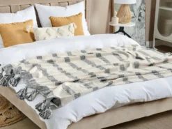 Plaid CAYIR Bomuld 130 x 170 cm Beige