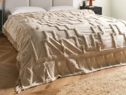Plaid CHACK Bomuld 190 x 190 cm Beige