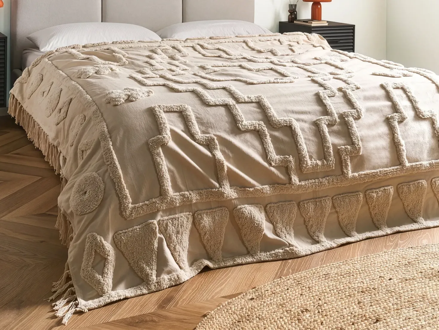 Plaid CHACK Bomuld 190 x 190 cm Beige