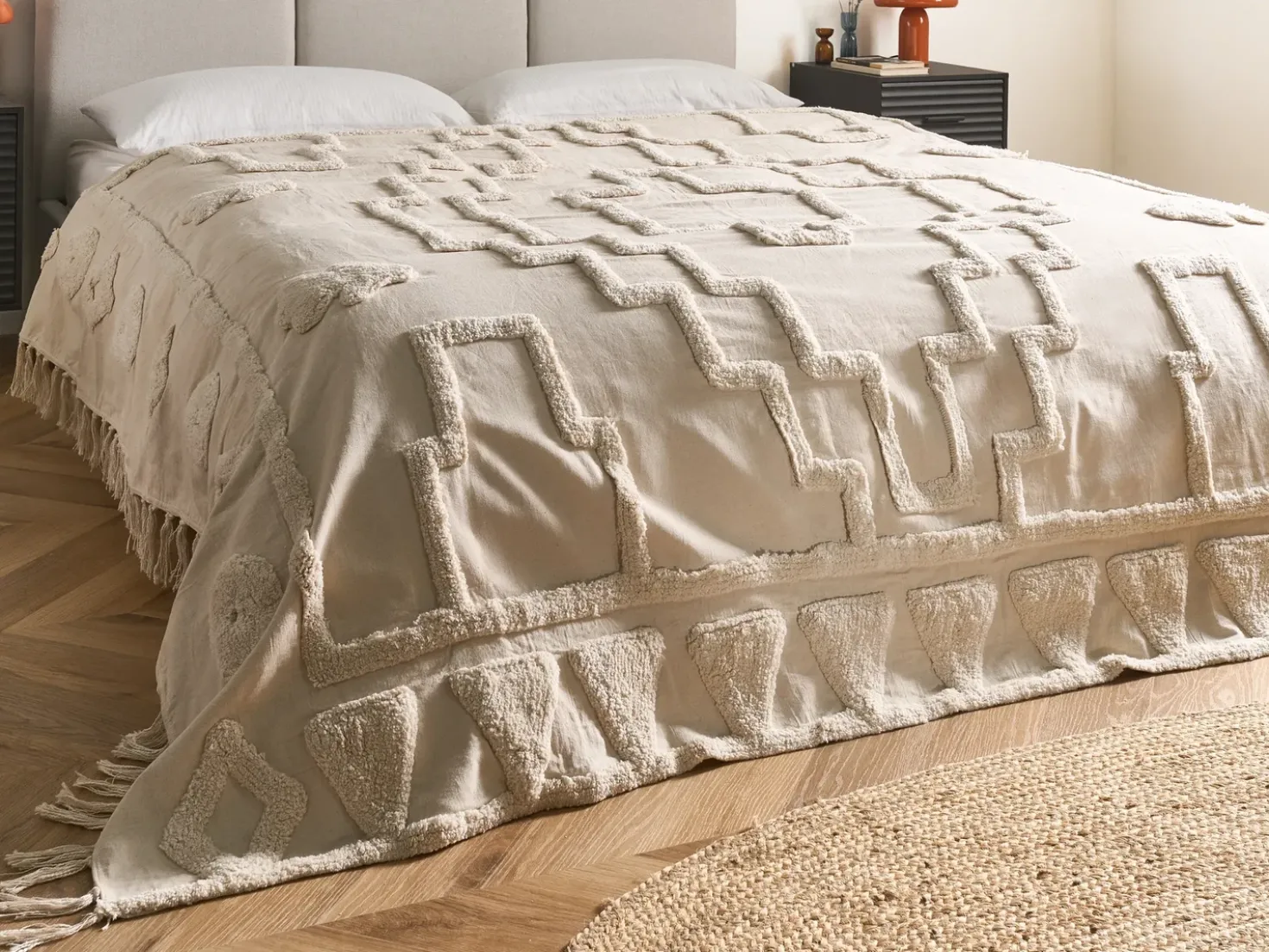 Plaid CHACK Bomuld 200 x 220 cm Beige