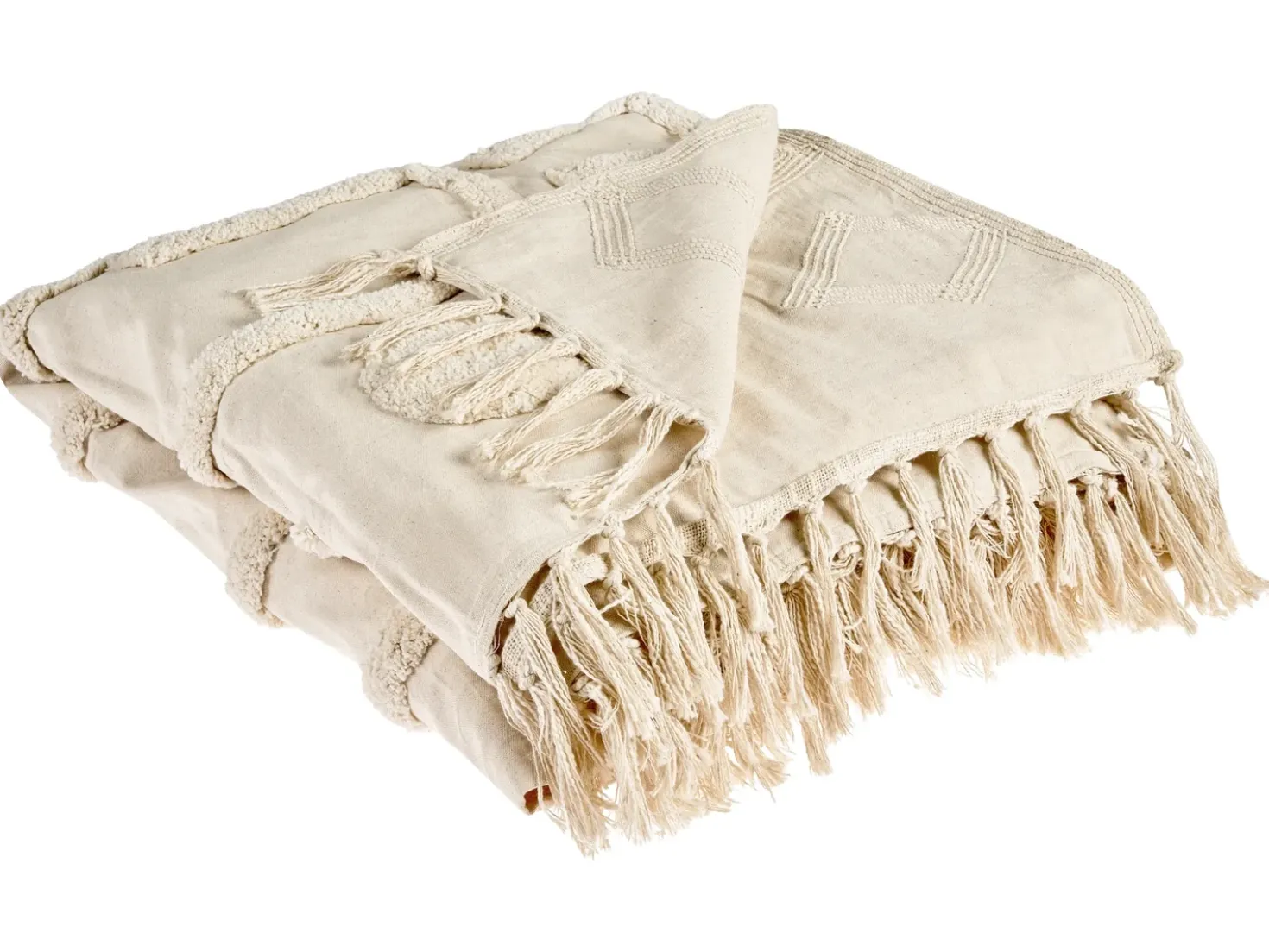 Plaid CHACK Bomuld 200 x 220 cm Beige
