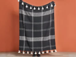 Plaid KULAC Bomuld 130 x 170 cm Sort