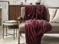 Plaid TANTAN 150 x 200 cm Bordeaux