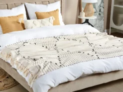 Plaid ULUYOL Bomuld 130 x 170 cm Beige