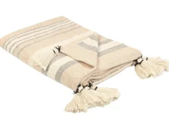 Plaid YARSELI Bomuld 130 x 170 cm Beige