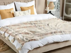 Plaid YARSELI Bomuld 130 x 170 cm Beige