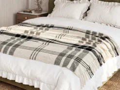 Plaid YUVALI Bomuld 130 x 170 cm Hvid