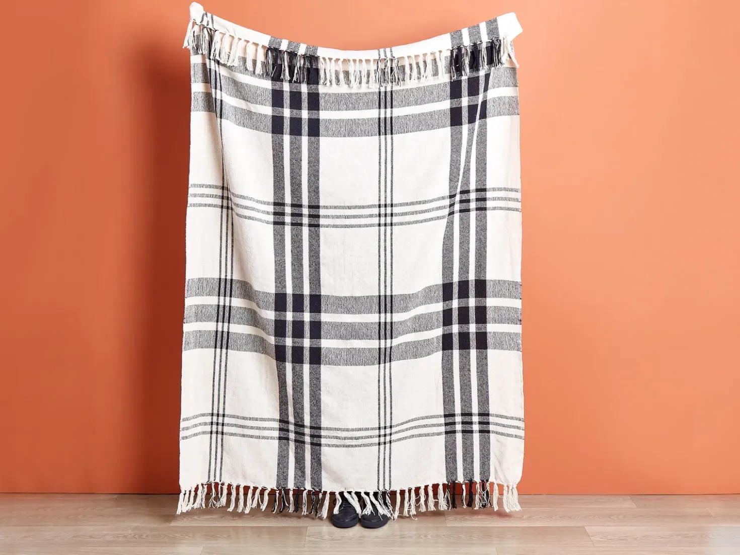 Plaid YUVALI Bomuld 130 x 170 cm Hvid