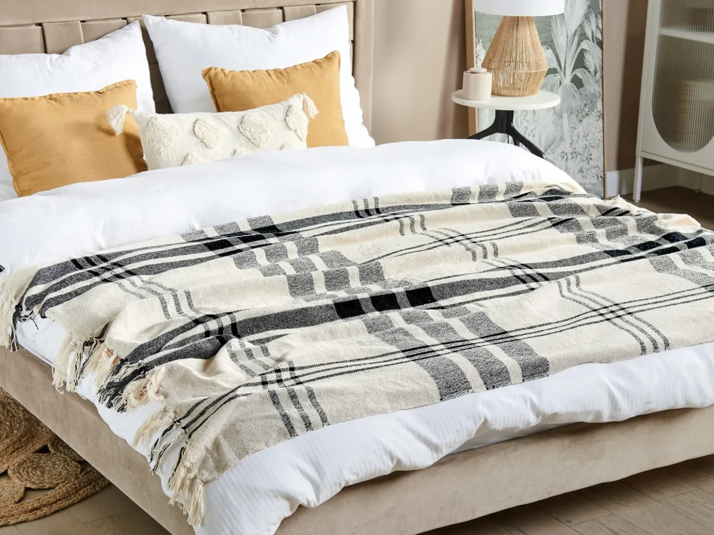 Plaid YUVALI Bomuld 130 x 170 cm Hvid