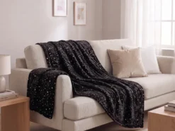 Plaid ALAZEYA 130 x 180 cm Sort
