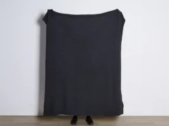 Plaid ASAKA Bomuld 130 x 180 cm Mørkegrå