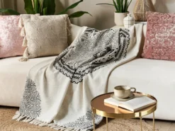 Plaid BERHAMPORE Bomuld 130 x 180 cm Beige