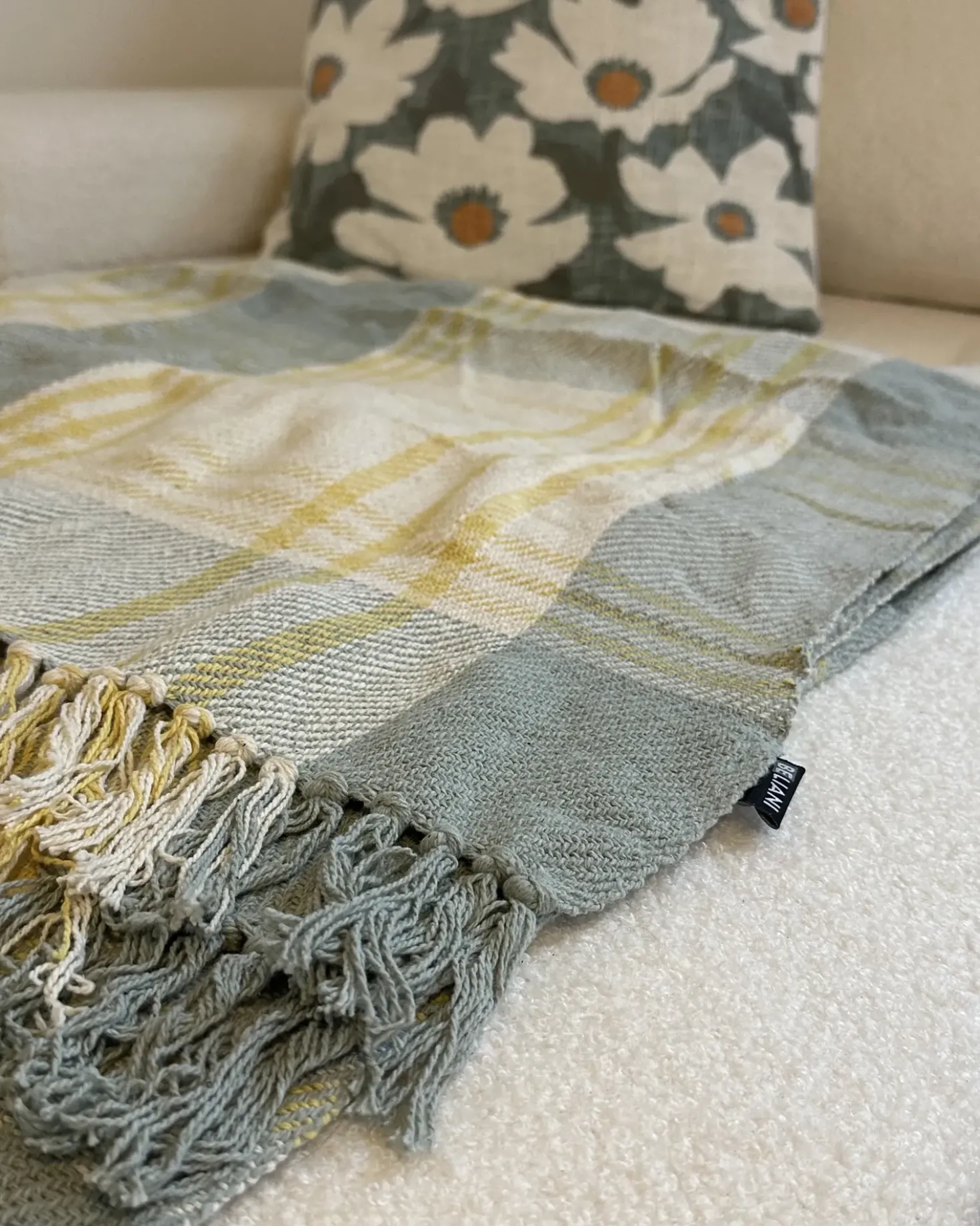 Plaid BETALI Bomuld 125 x 150 cm Gul