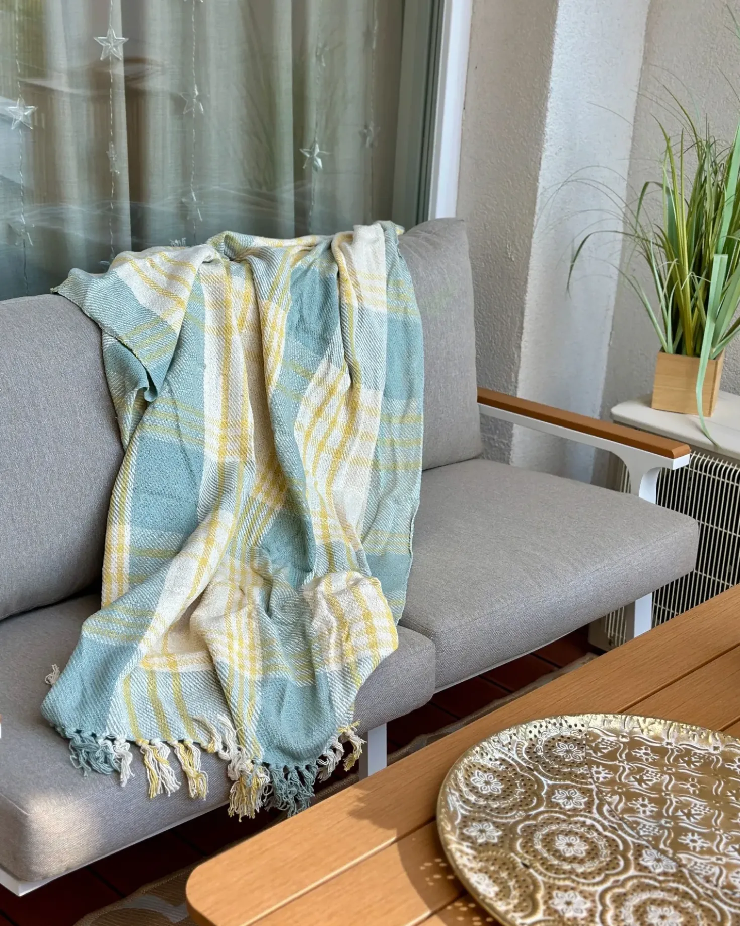 Plaid BETALI Bomuld 125 x 150 cm Gul