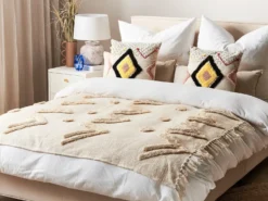 Plaid FATEHPUR Bomuld 130 x 180 cm Beige