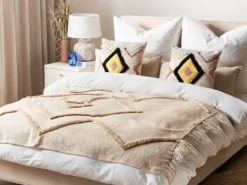 Plaid JAUNPUR Bomuld 130 x 180 cm Beige