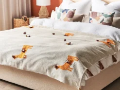 Plaid KHANDWA Bomuld 130 x 180 cm Beige