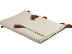 Plaid KHANDWA Bomuld 130 x 180 cm Beige